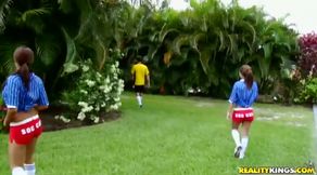 8th Street Latinas - Two Hot Latinas Happen to Be Practicing Soccer Share Cock