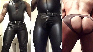 Leather Lycra Masked Dad Poses & Strips & Flex