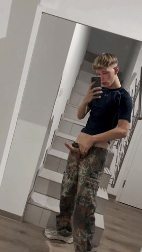 German blonde boy from the Bundeswehr is horny