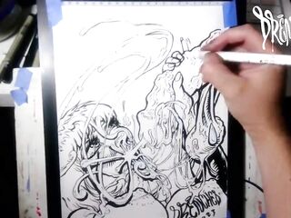 Facial Explosion creates Semen Comet in the night sky - lightbox erotic drawing creation by Drenched