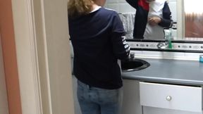 milf's First Masturbation in Front of Her Hiajstro to Make Her Jerk off and Let Him Cum on Her Ha