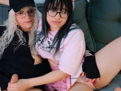 Babe Sneaky Online Date Handjob with Trans GF