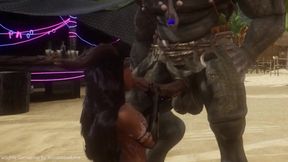 Teased by two monster dicks demoness gets destroyed in anal creampie gangbang