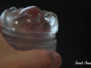 Close Up masturbating and teasing big cock with Fleshlight Quickshot, Ruined Orgasm
