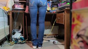 Gushing Piss Floods Skin Tight Hollister Jeans Pumas Drenched Destroyed