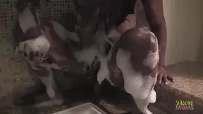 Her big ebony booty looks amazing after a bubble bath and using several sex toys