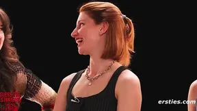 German girls make-out and explore each other's pussies on a casting couch