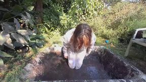 White Blouse and White Jeans Ruined in Mud
