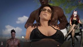 Sexy MILF Lara Croft in a public stocking tease