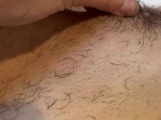 POV Angel Shaves Very Unshaved Vagina, Full Bush And Rubs Hair On Body