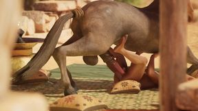 Gay furry centaur gets destroyed by big dick rough anal creampie