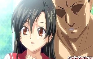 Busty hentai babe doing oral sex and gangbanged