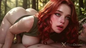 a hunter fucked an insanely hot and juicy redhead elven girl with his big old cock!! her tits were bounsy as hell...[ai]