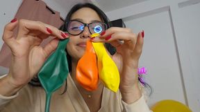 Marianna bites balloons to test their quality