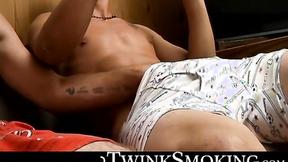 ”Straight buddies Cain & Boomer Jacoby chainsmoking & tries prick sucking for”