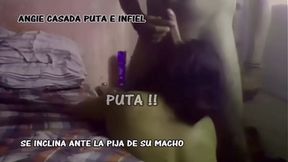 Angie &mdash;  a married whore &mdash;  runs away desperate for cock  She sucks and gives it like she doesn't at home  Being a whore &mdash;  she bends over and receives a generous facial