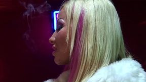 Kira Croft busts out her giant tits before mounting her mans big hard dick in the bar