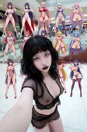 Goth emo GF gives a public blowjob
