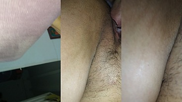 cuckold hubby mixing his cum with the vaginal creampie his friend made me