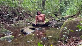 latina from the countryside, rubs her natural and hairy pussy outdoors, and the stranger can t stand to watch it anymore until