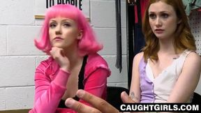 Evie Rees and Scarlet Skies suck cock for freedom