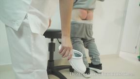 The nurses SPANK the stranger with the Swedish clogs