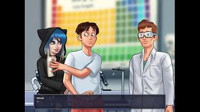 Emo Goth MILF black woman gives big boob hentai blowjob in adult visual novel