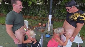 Tatiana And Ian Steele Meet Another Honey Couple Named Summer Angel And Brad At The Pickle Ball Court