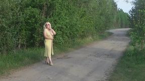 hot milf in a yellow transparent cape