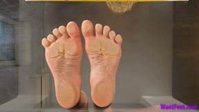 Wrinkled Soles on Glass - Giantess - 4K MP4