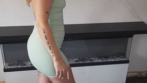Giantess goddess Charlie Caroline Crushes a 1986 Chevrolet Monte Carlo SS in gold strappy heels with painted toenails full body view