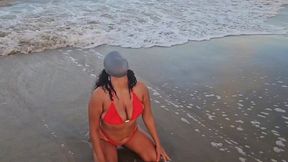 Swim cap stuck on my face at the beach