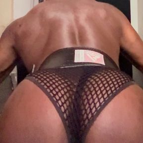Fishnet Gear Squat &amp; Wank Session