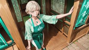 From Kneeling Glances to Leaning Provocations, the Hot Drink Nearly Spills While Her Eyes Lock Onto You