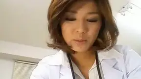 Lovely nurse helps a patient out with rough Asian hardcore