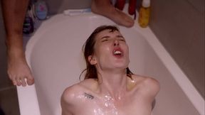 Massive CUM AND PISS Bukkake for Skinny Slut Pixie Pink - Drenched in Cum And Washed in Piss
