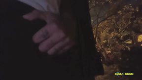 peeing and jerking my big uncut latino cock outdoors in public until i shoot a nice thick cum load and taste it