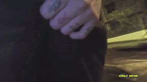 peeing and jerking my big uncut latino cock outdoors in public until i shoot a nice thick cum load and taste it
