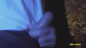 peeing and jerking my big uncut latino cock outdoors in public until i shoot a nice thick cum load and taste it
