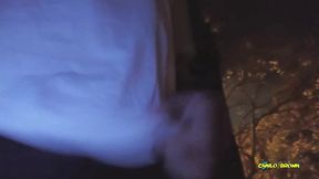 peeing and jerking my big uncut latino cock outdoors in public until i shoot a nice thick cum load and taste it