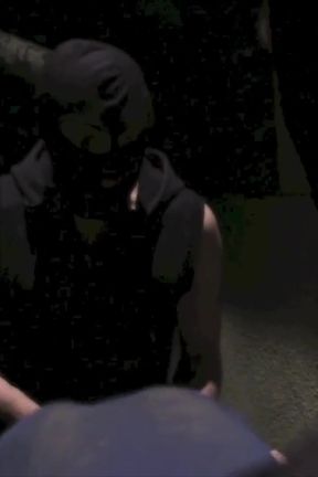Fucked by two masked machos behind a disused factory