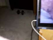 Beating my little hard cock over vid of sexy motherfucker with tiny dick