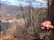 Public Masturbation in mountain in the lakeside - Hairy Asian