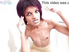 Goth Gymnast Tgirl Plays with Dick after ban from Olymp