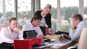 Executive MILF takes on multiple cocks in a gangbang