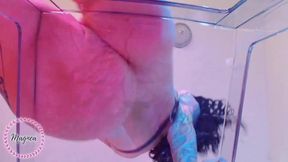 Curly haired dominatrix clear chair dance