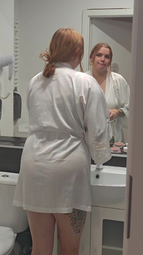 Beautiful Busty Babysitter Masturbates in Owners' Bedroom.