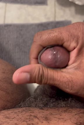 Woke up horny and stroked my black cock until I released a big load