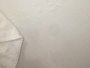 Blowing my white creamy load on the wall