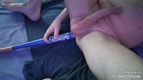 Cumshot with baseball bat in ass